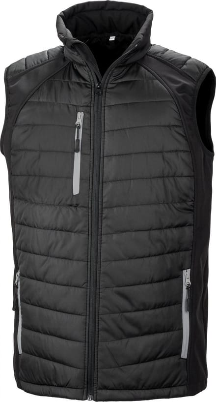 Black Compass gewatteerde softshell bodywarmer 'Result' Black/Grey - XXL