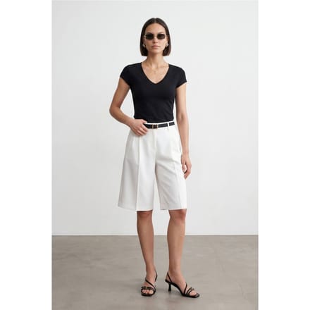Slim Fit V-hals Jersey Blouse