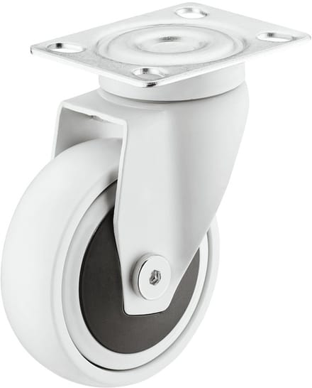 Zwenkwiel wit 100 mm, zonder rem