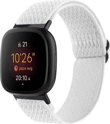 Nylon bandje - geschikt voor Fitbit Versa 4 / Sense 2 - wit