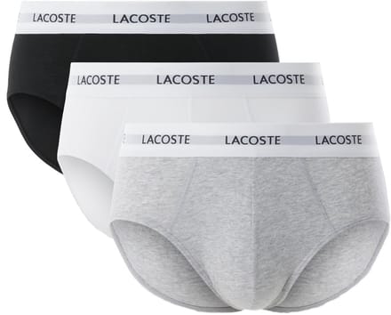 Lacoste Heren Slips Casual Briefs 3-Pack Grijs/Wit/Zwart - Maat M