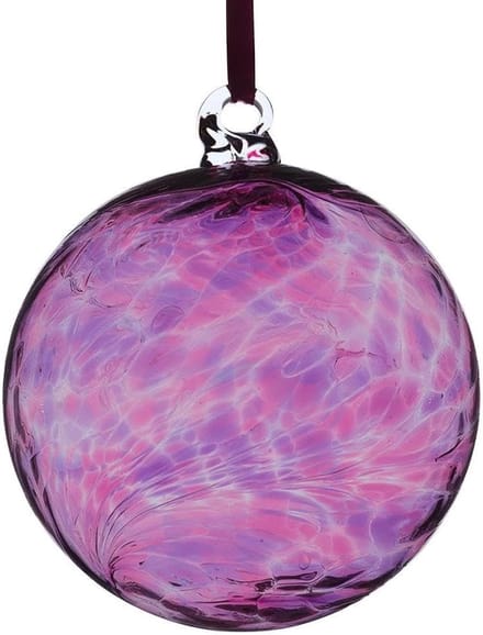 8 cm Vriendschapsbal – Roze & Paars - mondgeblazen glas - hanger bal