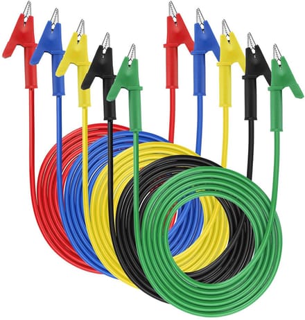 Set van 5 testkabels met krokodillenklemmen 15A 3 meter