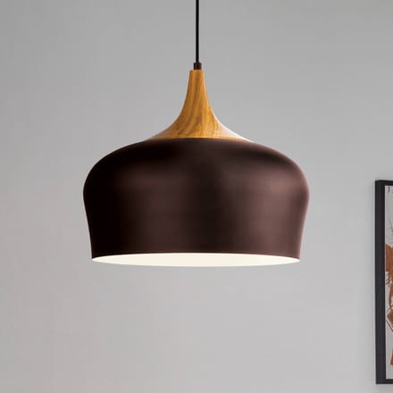 EGLO Obregon - Hanglamp - 1 Lichts - Ø350mm. - Bruin, Creme, Eik