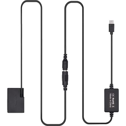 PD USB Type-C-kabel naar DR-E18 Dummy-batterij DC-koppeling LP-E17 Vervanging voor Canon 750D 760D T6S zwart