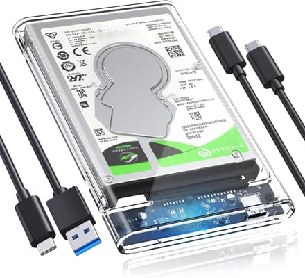 Hard Drive Enclosure 2.5" Type C USB 3.1 voor SSD en HDD - Ondersteunt UASP Protocol en Inclusief Type C naar Type C Kabel - Transparant Design