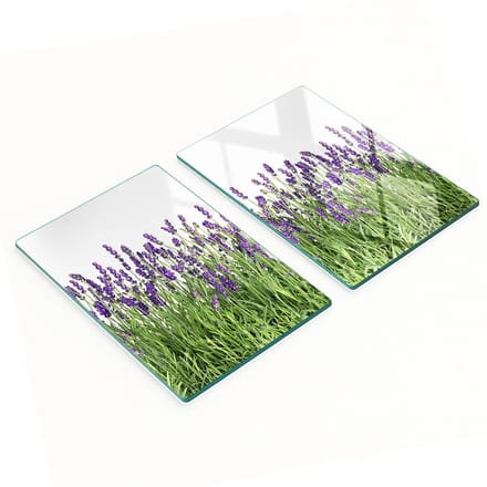 Glazen snijplanken met lavendelbloemenmotief, 2x40x52 cm