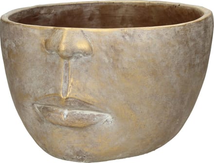 Wants&Needs Bloempot Face Beton Goud 28.5 X 28.5 X 18
