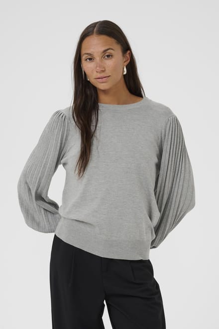 Kaffe KAlone Knit Pullover Dames Trui - Light Grey Melange