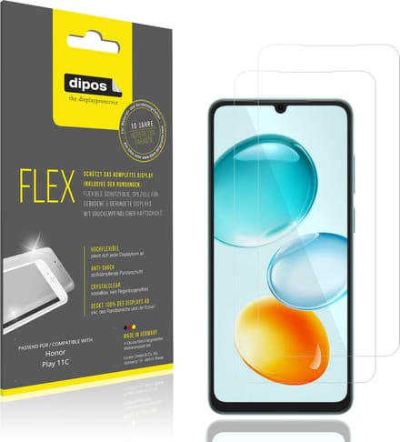 dipos – 2x Beschermfolie geschikt voor Honor Play 11C | 3D Full Cover Screenprotector | 100% Passend
