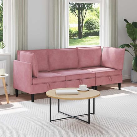 vidaXL - Woonkamer - Meubelset - 3 - st - Roze - Fluweel