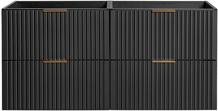 Vente-unique Zwart geribbeld hangmeubel onder wastafel - Zwart - L120 cm - ZEVARA