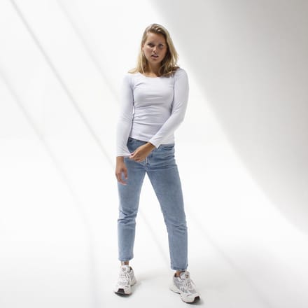 MOOI! Company- T-shirt Sylvia - Lange mouw - Aansluitend model - Kleur Wit - L
