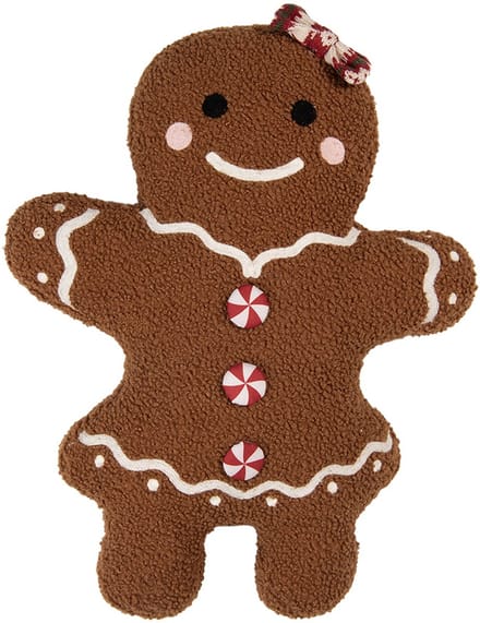 Clayre & Eef Sierkussen Gingerbread man 40x5x44 cm Bruin Polyester