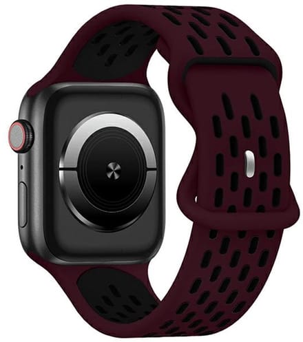Beline Serie - Silicone Sport Horlogeband - Bordo - Zwart
