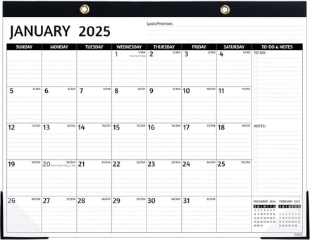 Bureaukalender 2024-2025 Groot Formaat Zwart - Jaarkalender & Planner