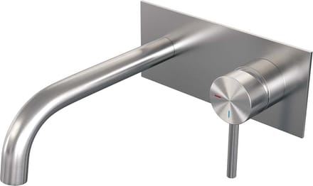 Brauer Brushed Edition inbouw wastafelmengkraan met gebogen uitloop en afdekplaat model A1 RVS geborsteld PVD