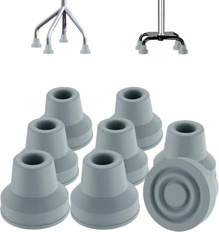 Wandelstok Dopjes - Antislip Rubber - Extra Grip - Zware Last - 1/2 Inch - Grijs
