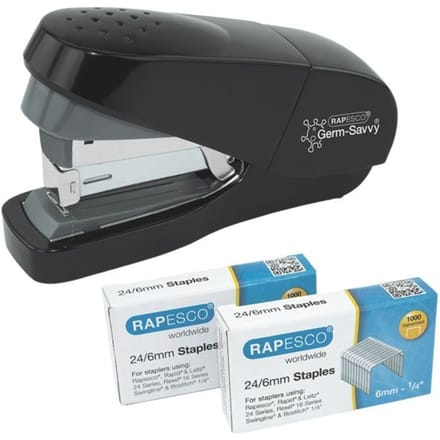 Nietmachine Rapesco Germ-Savvy Less Effort Eco antibacterieel zwart