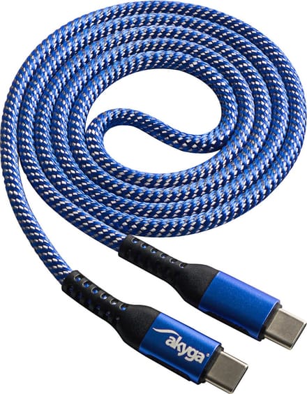 Akyga AK-USB-37 USB-kabel USB 2.0 USB-C stekker, USB-C stekker 1.00 m Blauw Slijtvast