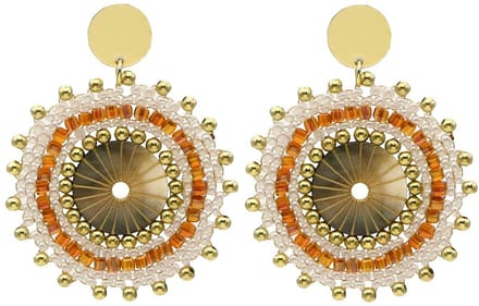 Oorbellen met glaskralen – bruin – 5,5x4,5 cm
