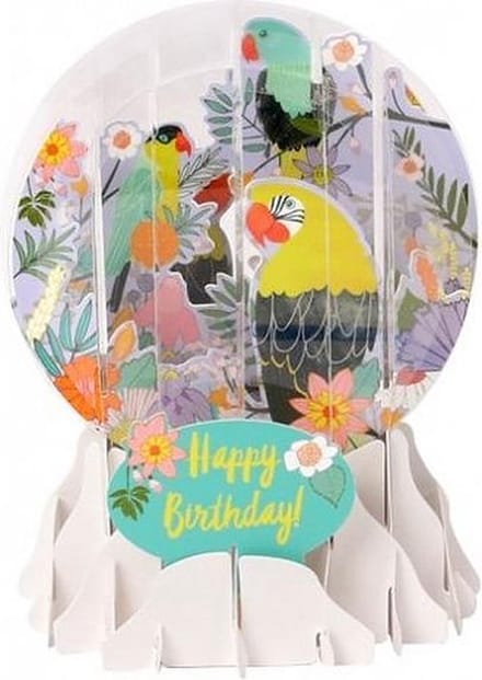 Pop-up Snow Globe - Wenskaart - Parrots