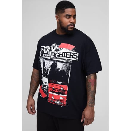 Plus Foo Fighters Licentie Print Regular Fit T-Shirt | Black | Size Small