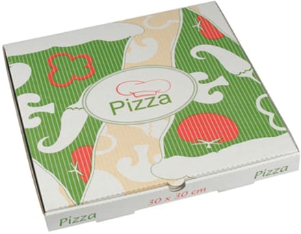 1x 100 Pizzadozen Cellulose pure hoekig 30 cm x 30 cm x 3 cm