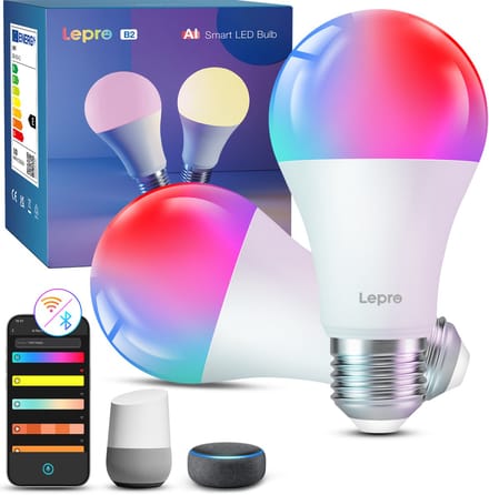LEPRO B2 Smart LED Lamp E27 - Slimme Lamp met WiFi en Bluetooth - Muziek Sync - 1100 lm - Set van 2