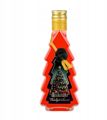 Bimberek Serie - Decoratieve Glazen Fles - 500ml - Handgeschilderde Kerstboom