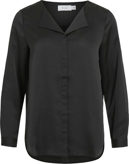 VILA - VIELLETTE V-NECK L/S SATIN SHIRT - NOOS - Dames - Blouses