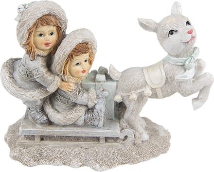 Clayre & Eef Beeld Kinderen 12 cm Grijs Polyresin