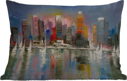 Buitenkussens - Tuin - Schilderij - Olieverf - Skyline - Water - 50x30 cm