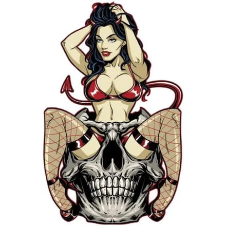 Motorfiets stickers Lethal Threat Pin Up Diable