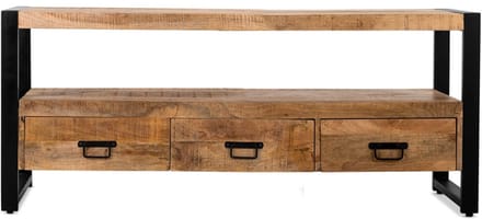 TV-Meubel Britt mangohout metaal 150 cm - naturel | Meubelplaats