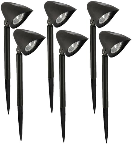 Gerimport - Solar tuinlamp - 6x - zwart - LED - oplaadbaar - H37cm