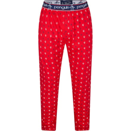 Original Penguin Heren Jersey All Over Logo Pyjama Broek (Rood)