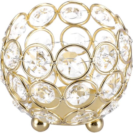 Kristallen Theelichthouders Bruiloftsdecoratie Tafelstukken (Goud Diameter 15cm) beige