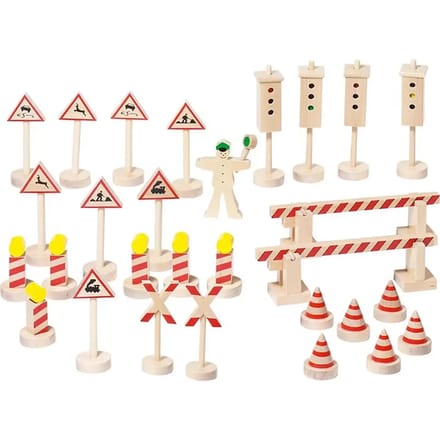 VERKEERSTEKENS II H4,5-12,5cm, 29-delig, hout, 3+
