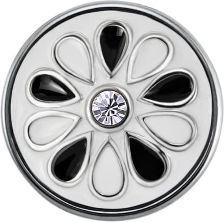 Quiges - Drukknoop Mini 12mm Bloem Zwart/Wit - EBCMK035