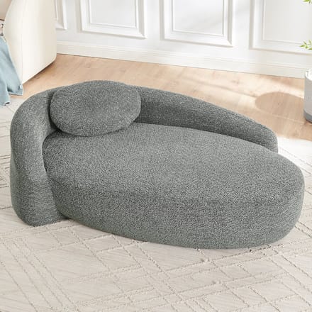 STILVORA Sofa Compact - Teddy Bekleding - Met Kussen - Voor Woonkamer En Slaapkamer - Afgerond Design - Donkergrijs