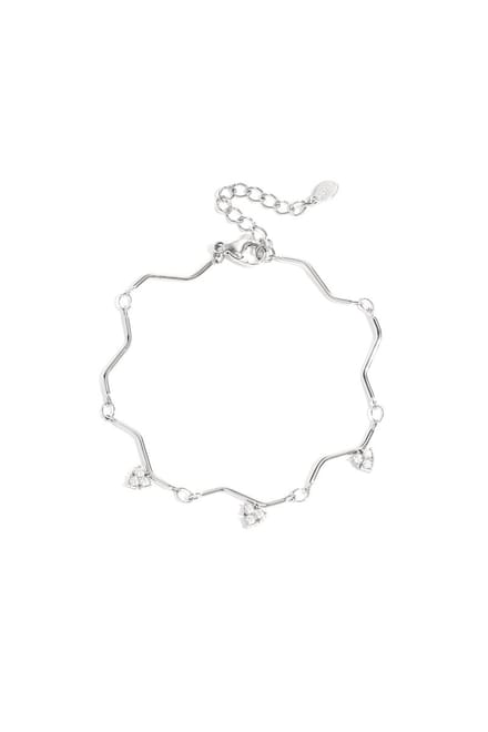 Dames Armband met zigzag patroon en steentjes - Goud - Yehwang