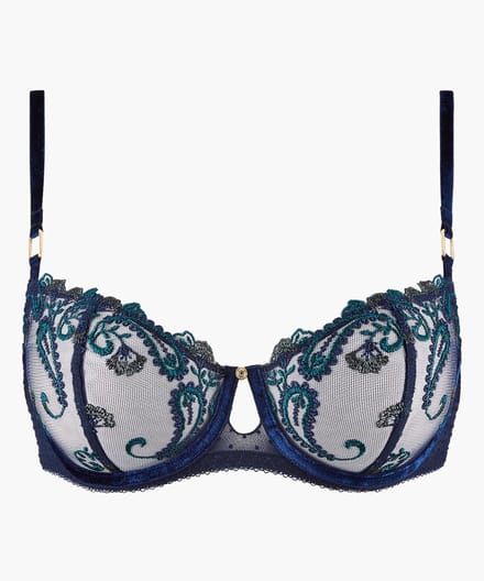Aubade Velvet Memories beugel bh met borduring en fluweel - Blauw - Maat 75B
