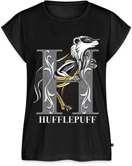 Harry Potter Hufflepuff Coat of Arms Monochrome Vrouwen Premium Bio Top
