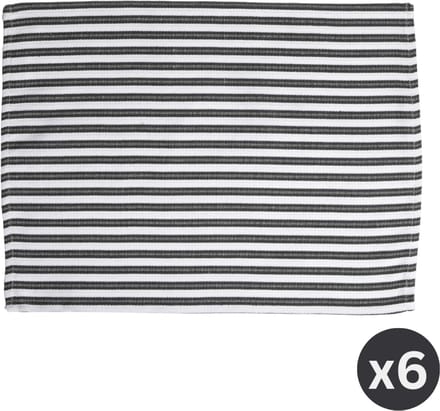 Tiseco - Placemat YINTE - SET/6 - gestreept - 33x45 cm - rechthoek - zwart
