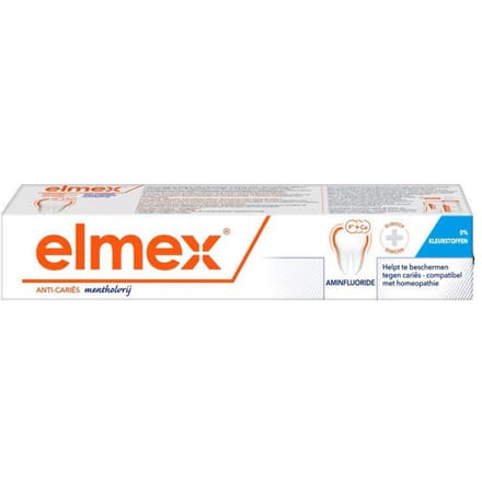 Dentifrice - Elmex - Compatible Homéopathie - Sans Menthol - 75ml - Fluorure d'amines Olafluor