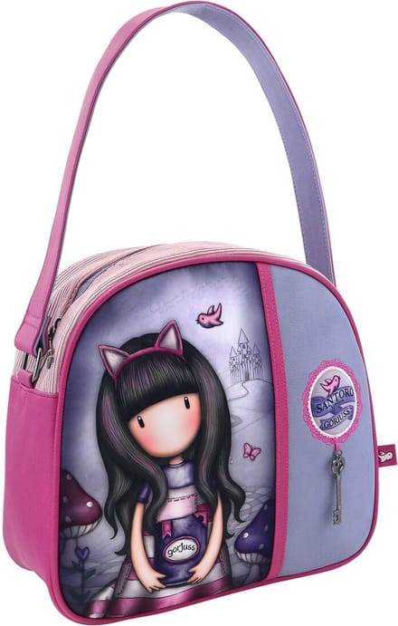 Handtas Gorjuss Cheshire cat Paars (30 x 28,5 x 11,5 cm)