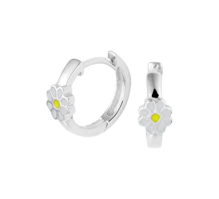 Zilver Gerhodineerde Klapoorringen bloem 1329812