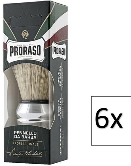 6x Proraso scheerkwasten - Varkensharen - Scheerkwast - Proraso scheerartikelen - Shaving