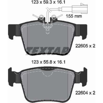 Remblokset TEXTAR 2260501, achter